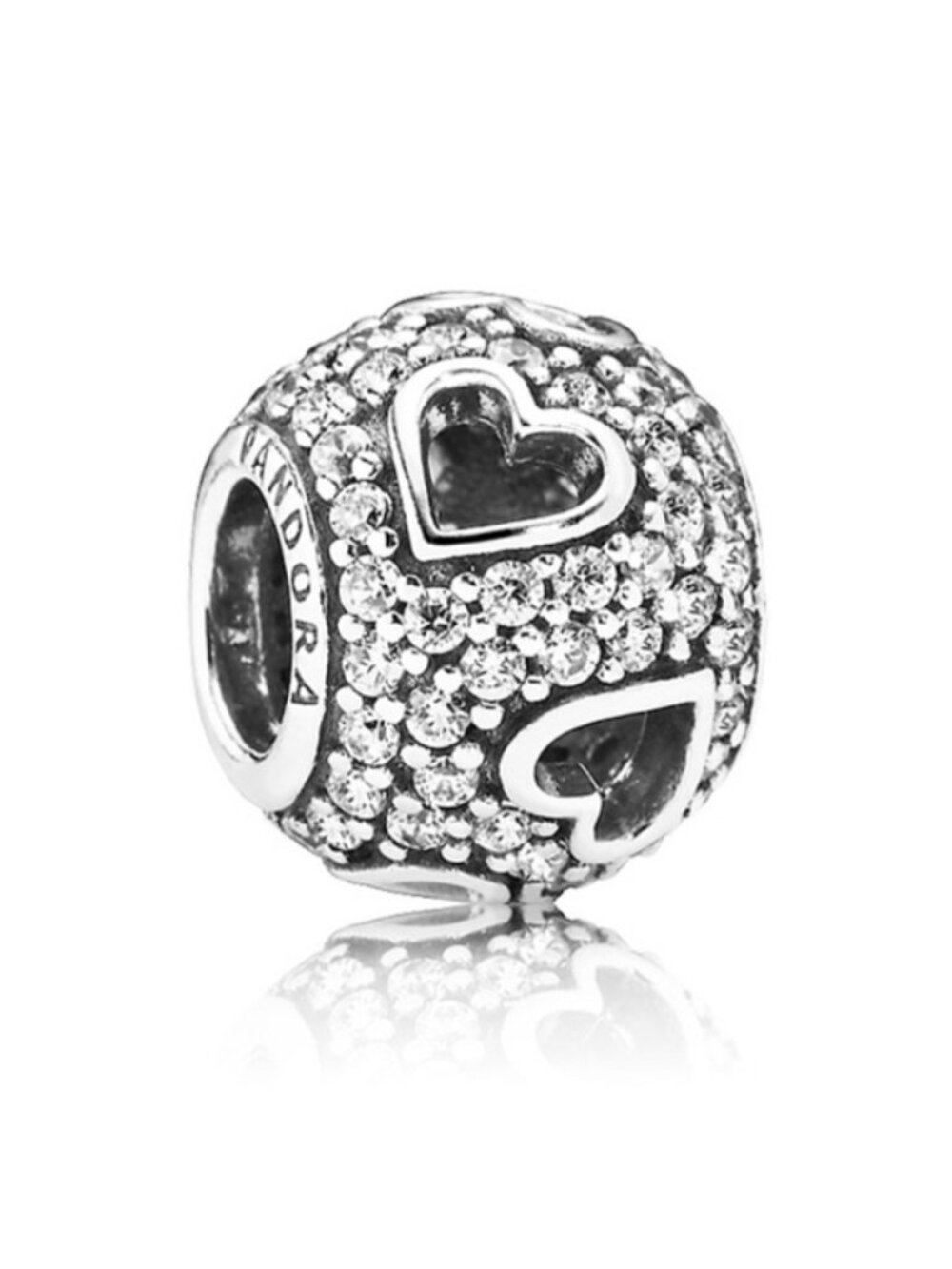 Pandora Sterling Silver Tumbling Hearts Bead with Clear Zirconia - 791426cz